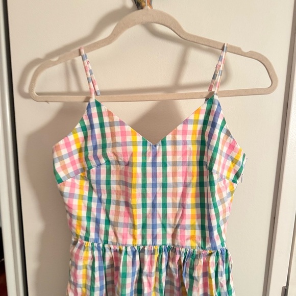 J CREW V-neck gingham plaid colorful dress - Picture 6 of 10